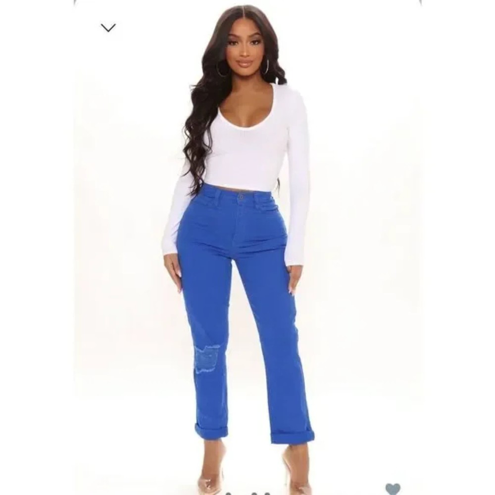 Women's High Rise cobalt blue jeans waist 34